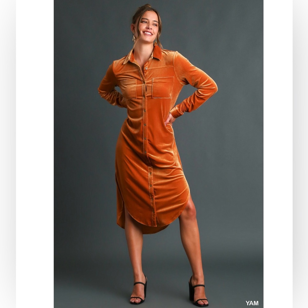 Umgee Velvet Shirt Dress - Picture 3 of 10